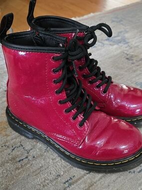 Dr. Martens In Red With Side Zipper